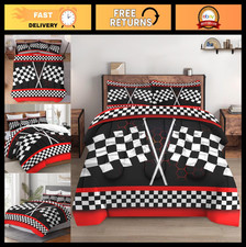 Twin Size Racing Car Comforter Set with Pillowcase - 2 Pcs Soft Bedding for Kids