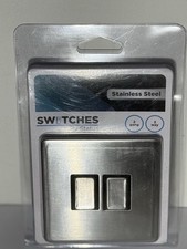 2gang 2way Double Light Switch Screwless Stainless Steel