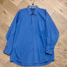 Stafford Mens Dress Shirt 17-17.5 Blooming Blue Long Sleeve Classic Fit