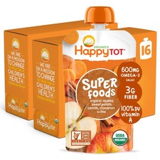 HAPPYTOT Organics Baby Food Pouches Stage 4 Gluten-Free Vegan Fruit Veggie Snack