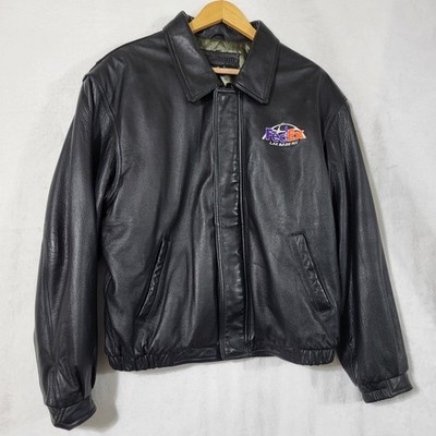 Port Authority FedEx Leather Jacket Mens Medium Bomber Embroidered LAX Base MX