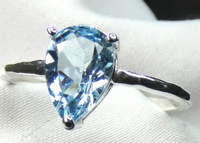 💎Ring Blautopas 925 Silber Gr. 17,5 (55) facettierter Tropfen Juweliersqualität - Bild 1 von 4