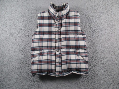 Jenni Kayne Vest Womens Small White Red Plaid Crescent Down Works Puffer