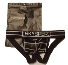 Skysper Jockstrap Men's Size MEDIUM Black Gym Athletic Supporter Underwear 