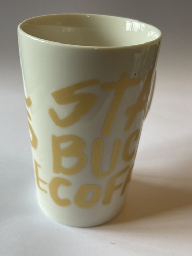 Taza de café de cerámica Starbucks con logotipo dorado escrito a mano diseñado - Imagen 3 de 8