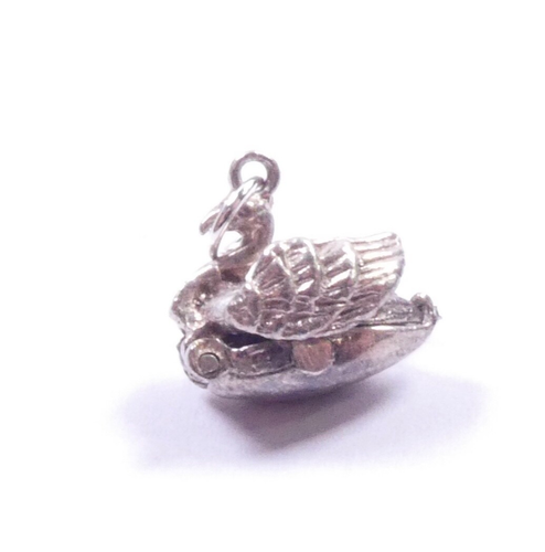 Vintage Charm Swan Lake Opens To Ballerina 925 Sterling Silver 2g