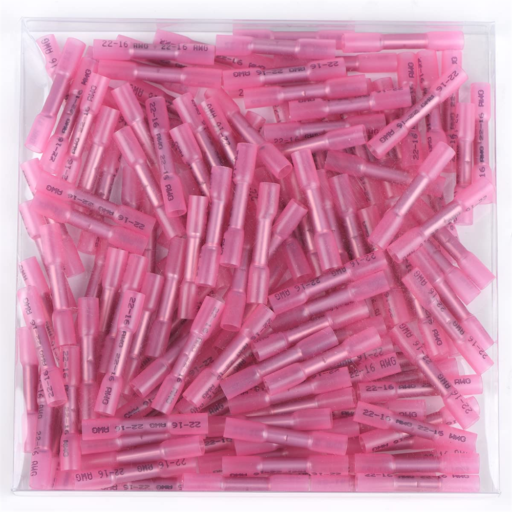 Heat Shrink Butt Connectors, 100Pcs 22-16 AWG Red Insulated Waterproof