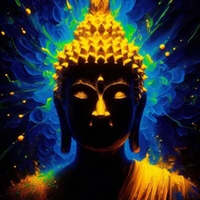 Digital Image Picture Photo Wallpaper Background Desktop AI Art Neon Buddha 04