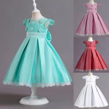 Kids Flower Girls Tutu Dress Bridesmaid Princess Christmas Formal Party Gown New