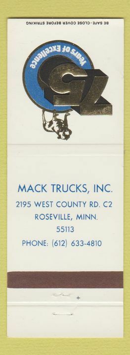 Matchbook Cover - Mack Semi Trucks Roseville MN-image