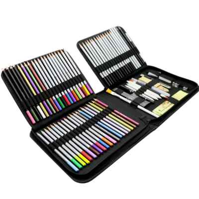 83pc Professional Drawing Artist Kit Pencils Sketch Charcoal Art Set Adults Bag