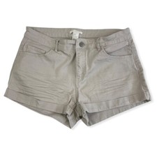 H&M Women's Light Tan/Gray Jean Denim Shorts Cuffed Sz 8 EUR 38 Stretch