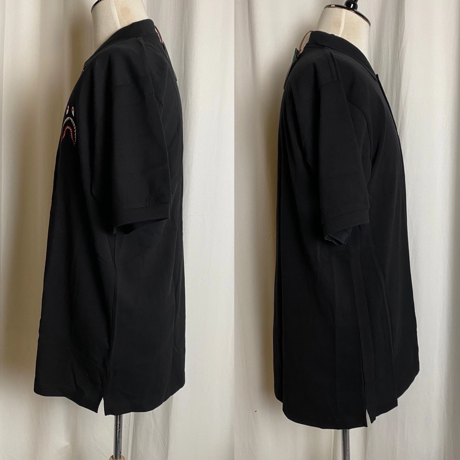 A BATHING APE (BAPE) Camicia abito da bagno scimmia Bape squalo cucito colletto nero XXL esclusiva Giappone