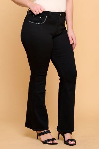 Westfield Eagle Plus Size Black Bootcut Embroidered Stretch Womens Denim Jeans - Picture 5 of 11