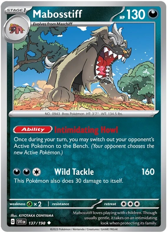 mabosstiff pokemon card Mabosstiff - 137/198 - SV01: Scarlet & Violet Base Set [REVERSE HOLO]
