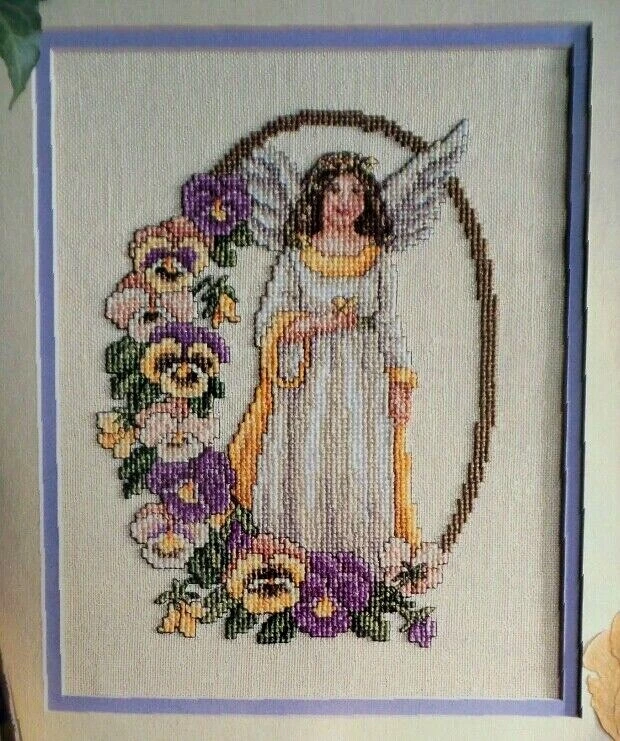 Cross Stitch PATTERN Spring ANGEL Pansy Flower Angel Wing Designer Nancy Dockter - Image 2 of 4