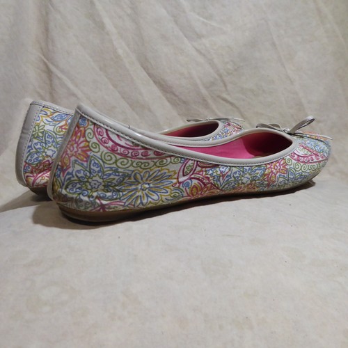 🩰 Kelly & Katie Ballet Flats sz 10 M Multicolor Flower Print Fabric; Bows - Picture 3 of 15