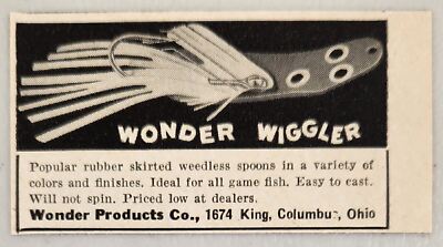 1947 Print Ad Wonder Wiggler Fishing Lures Wonder Products Columbus,Ohio