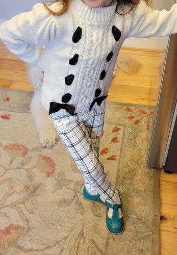 Janie & Jack 5 Girls Windowpane Ponte Pant White Green Black - Picture 2 of 2
