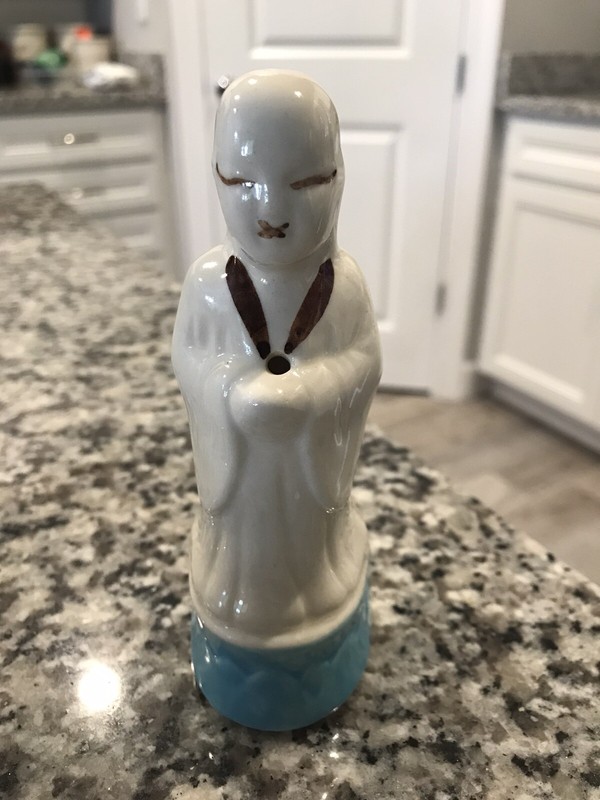VINTAGE SHAWNEE ART  POTTERY INCENSE BURNER ORIENTAL MAN BLUE BASE