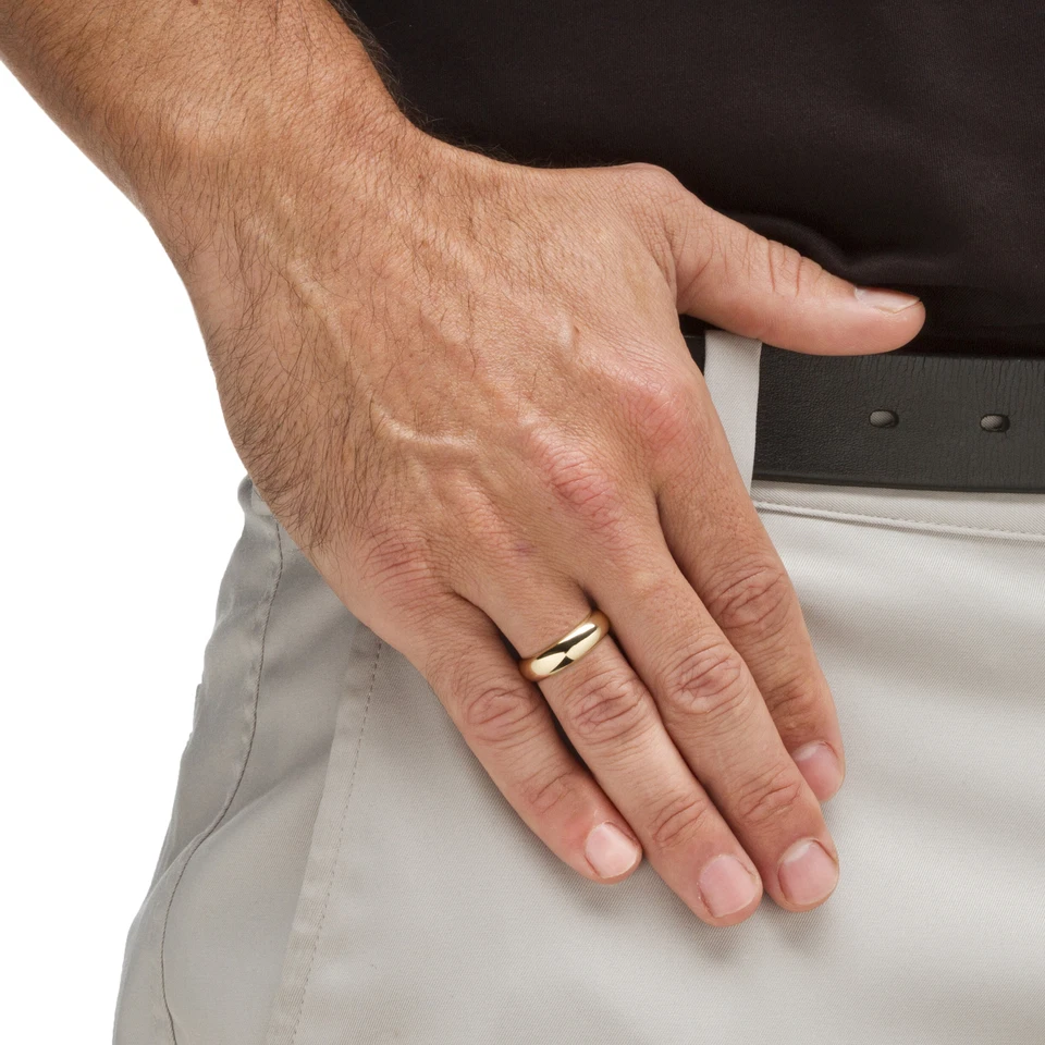 14k Gold Ultra-Lightweight Nano Diamond Resin Filled Wedding Band 6mm - Image 4 of 4