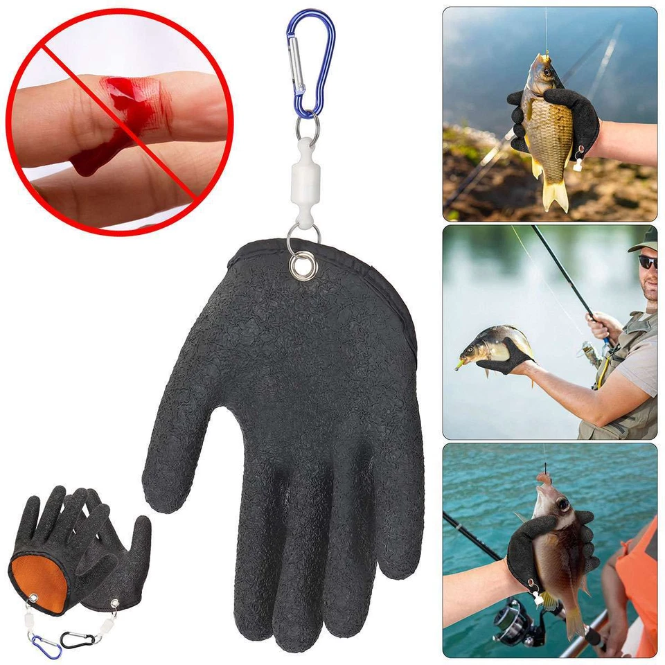 Guantes de pesca magnéticos antideslizantes protegen pinchazos en la mano guante de pesca Foto 3 de 4