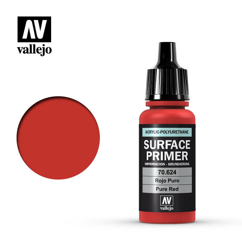 Vallejo Surface Primer Pure Red 70624 Acrylic-Polyurethane Colore Rosso 17 ml