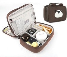 Electronics Organizer Travel Bag BUBM Portable Universal PU Brown Bear - 9.7"