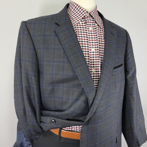 Tommy Hilfiger Men's Sport Coat Blazer Two Button Deep Navy Gray Plaid 60R - Picture 4 of 13