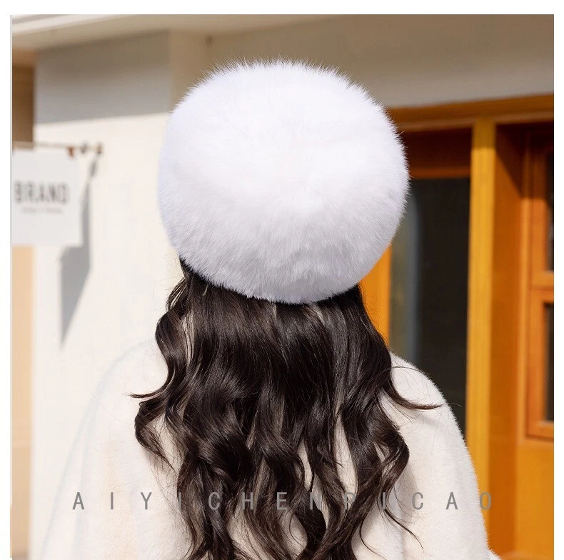 Sombrero de piel de zorro real para mujer Russian Ushanka cosaco sombrero cálido al aire libre esquí oreja gorra Foto 3 de 4