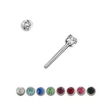 Prong Set Bendable Nose Ring with CZ Jewel 20G