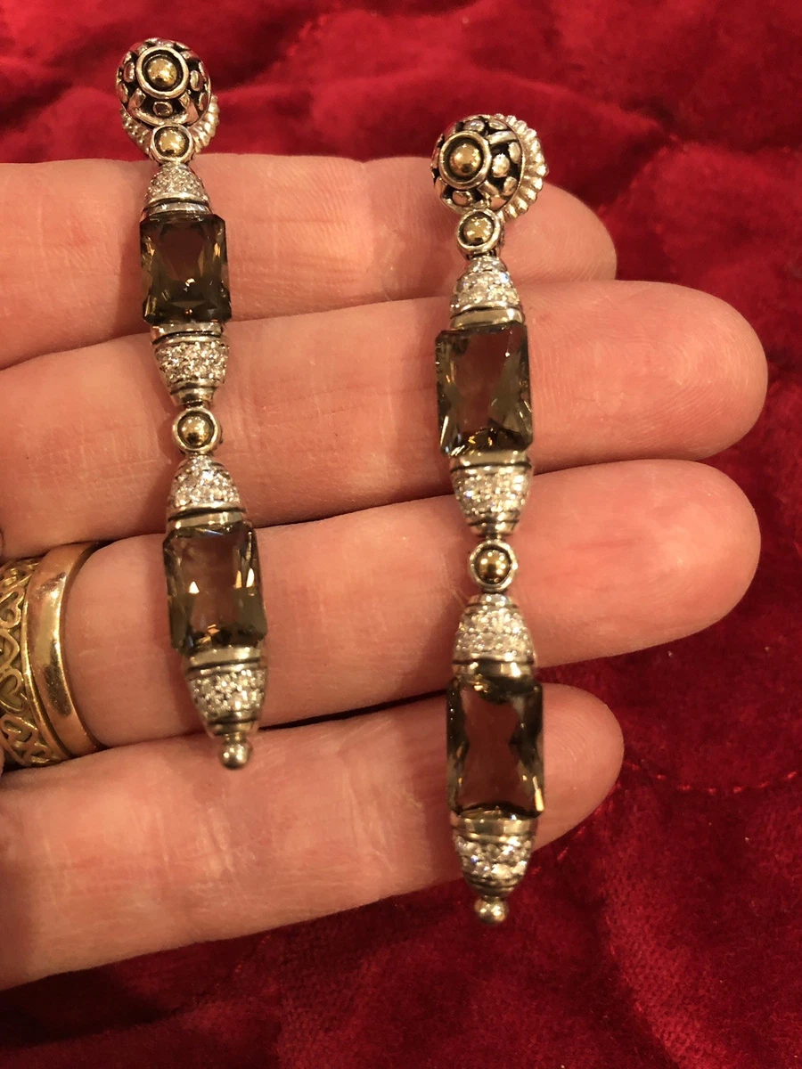 Rare JOHN HARDY Jaisalmer 18k Batu Diamond Smoky Topaz Drop