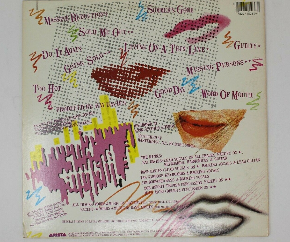 米LP Kinks Word Of Mouth FRM88264 ARISTA /00260 The Kinks Word Of Mouth 1984 Arista AL 808264 VG+ NM | eBay