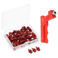 50Pcs 1/4" Track Shoes Spikes Sports Spike Nails with Spike Wrench Red
