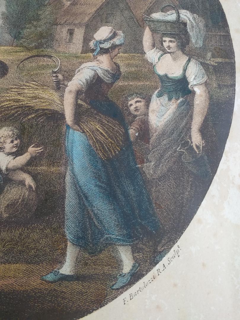 Bartolozzi F., two original etchings late 19th century "December" and "August" .