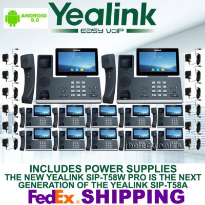 YEALINK SIP-T58W PRO IP PHONE WIFI BLUETOOTH ANDROID-12 PHONES-12 POWER SUPPLIES