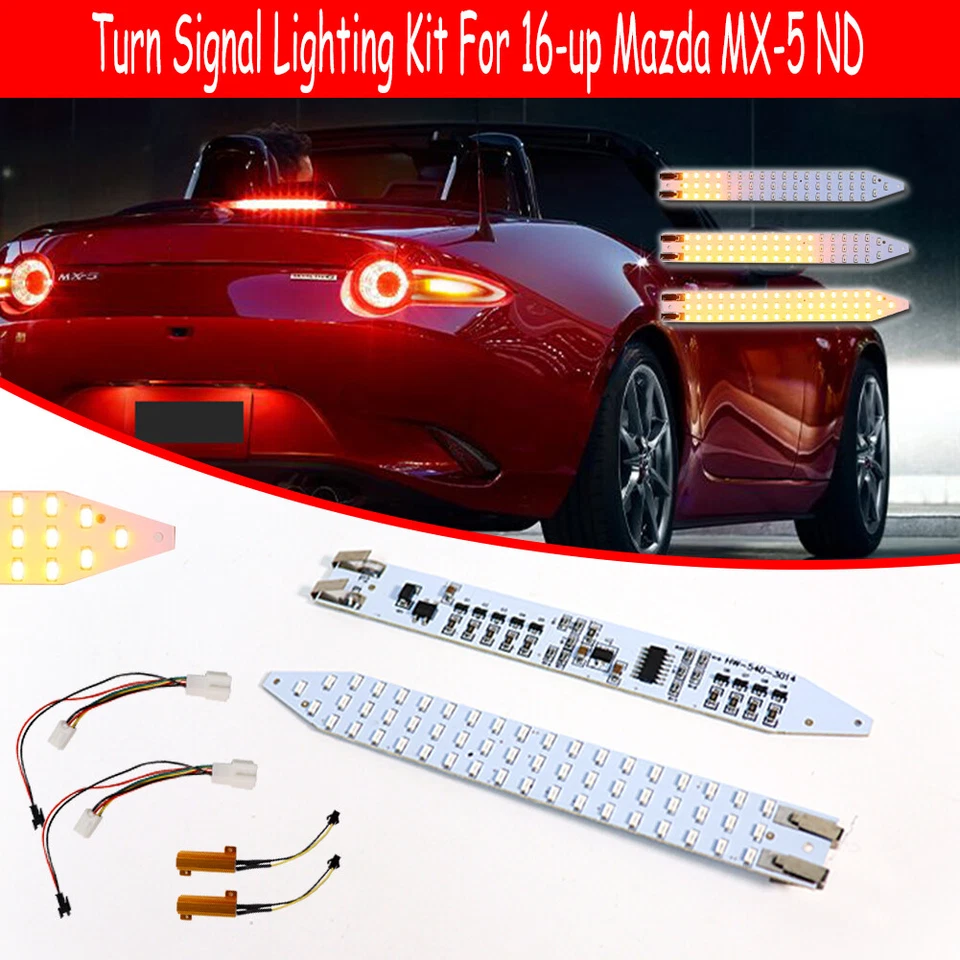 Juego de luces de señal intermitentes laterales secuenciales LED ámbar completo para Mazda MX-5 ND de 16 unidades Foto 2 de 4