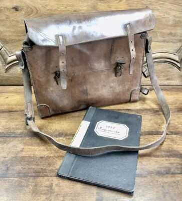 ANCIEN GROS SAC SACOCHE BESACE EN CUIR ÉPAIS SNCF TRAIN OBJET