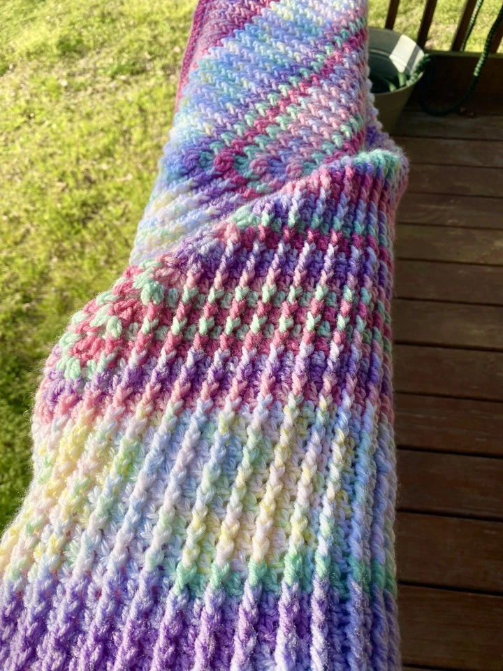 Afghan In The Round Hand Made By Barbara Sue Crochets, 46 Inch, Star Baby - Image 3 of 4