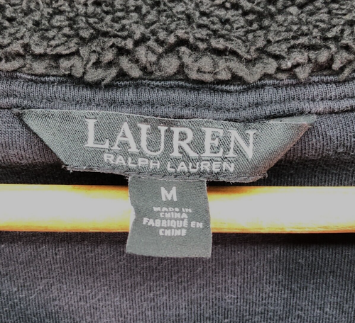 Lauren Ralph Lauren Fleece Cropped Jacket Black Kids Girls Sz M Full Zip - Picture 3 of 8