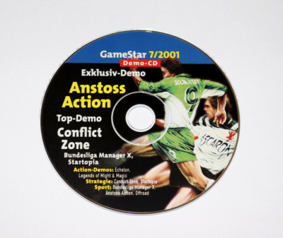 2001 Gamestar CD Demo Anstoss Action Conflict Zone Echelon Startopia Offroad