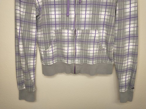 O'Neill Women's Hooded Zip Jacket Purple Gray Plaid Size M Lightweight Lined - Picture 4 of 14
