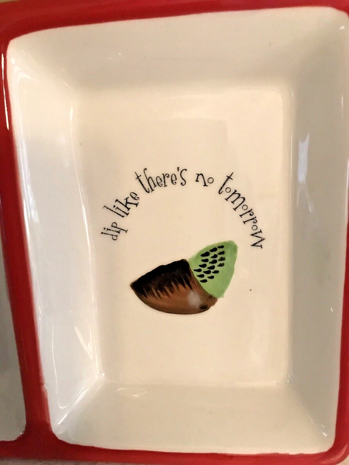 Oneida Ceramic Chocolate Dipped 4 Section Server 18" X 6" Tray - Image 4 of 4