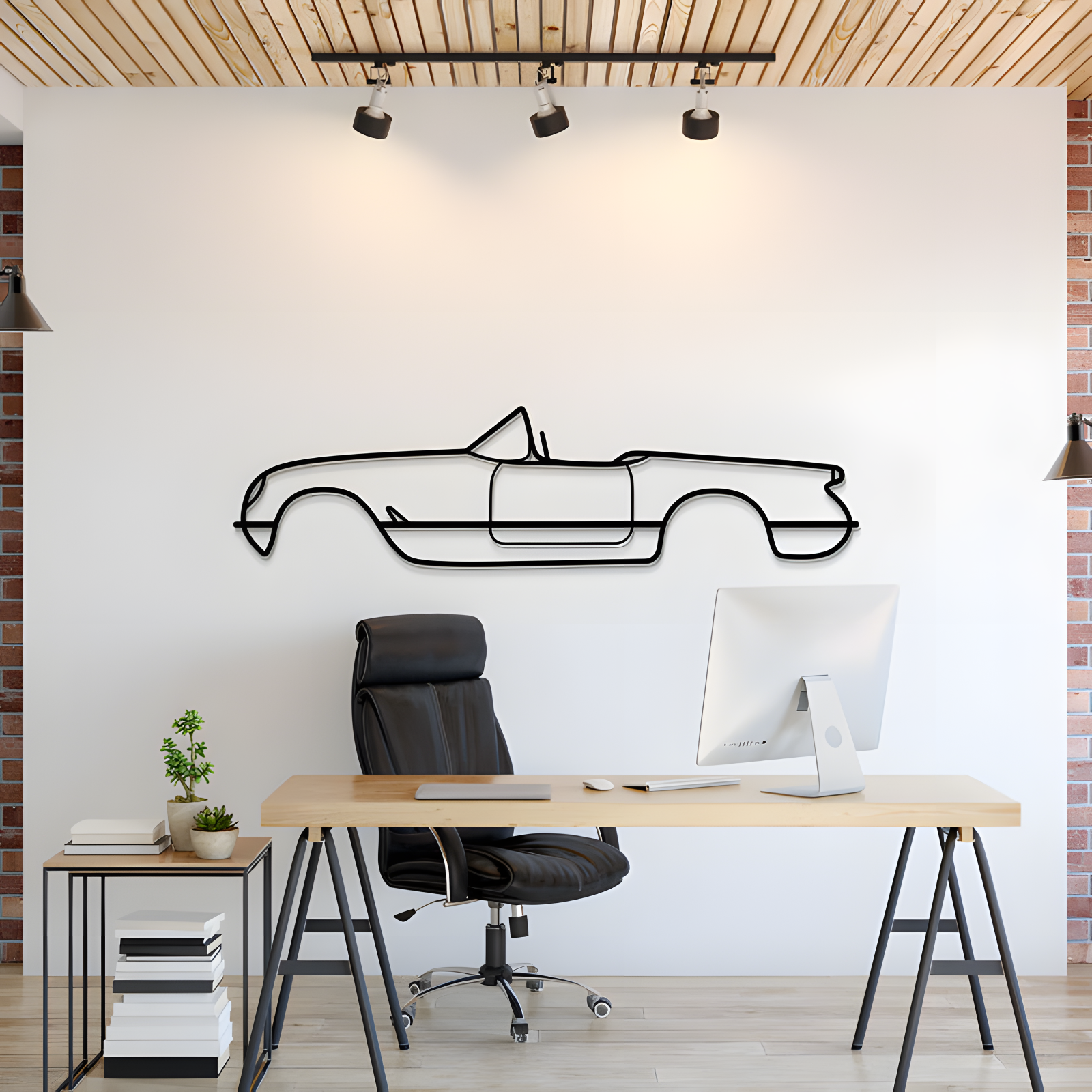 Wall Art Home Decor 3D Acrylic Metal Car Silhouette 1953 Chevrolet Corvette