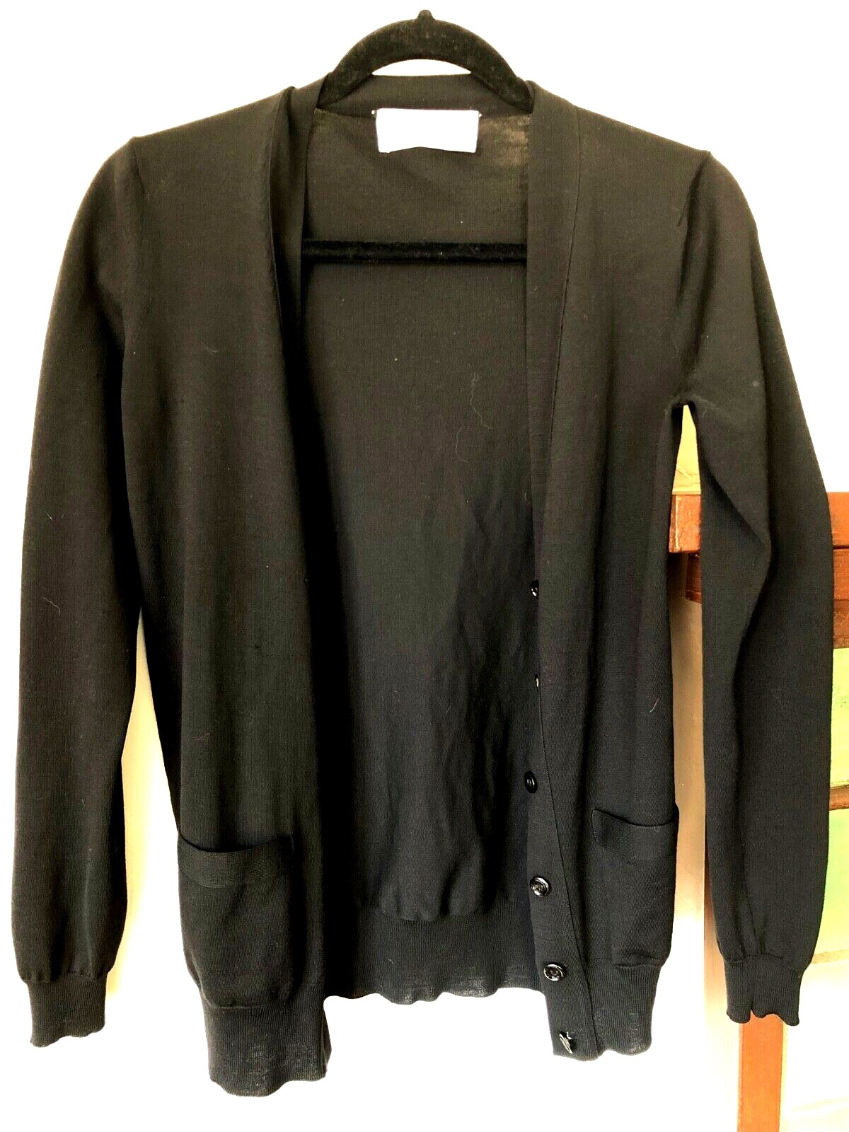 Cardigan maglione lana delicato nero Yves Saint Laurent piccolo
