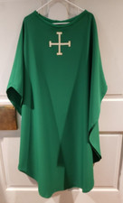 PRIEST CLERGY VESTMENT CHASUBLE GREEN W/CROSS POTENT CUSTOM-MADE 1