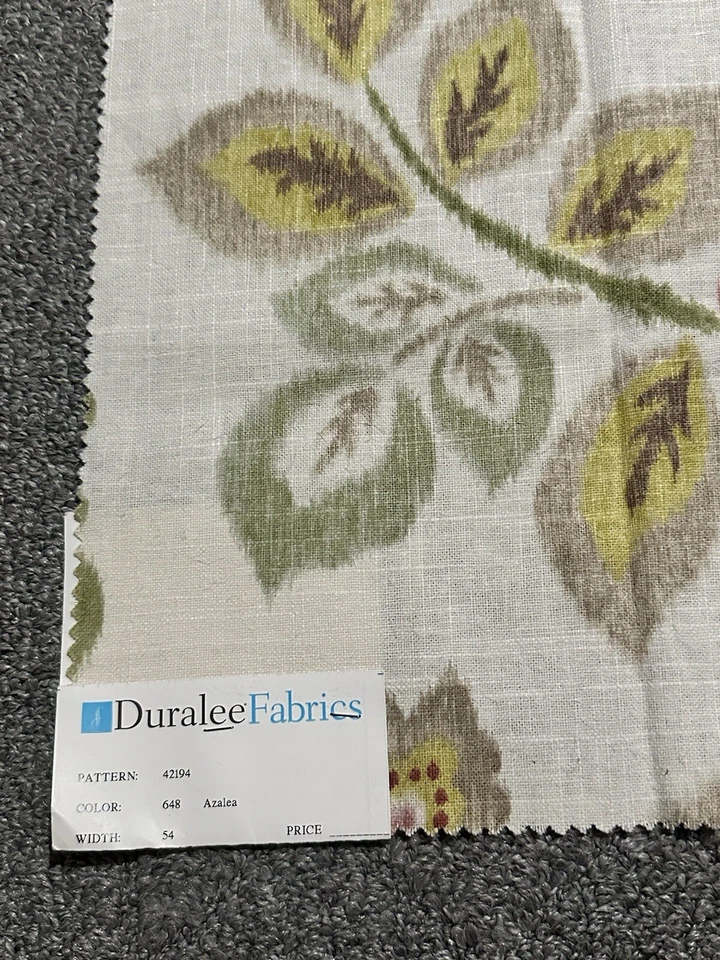 Duralee Fabric Sample 42194 Azalea 25.75” x 24.75” Floral Pink Red Green Crafts - Image 2 of 4