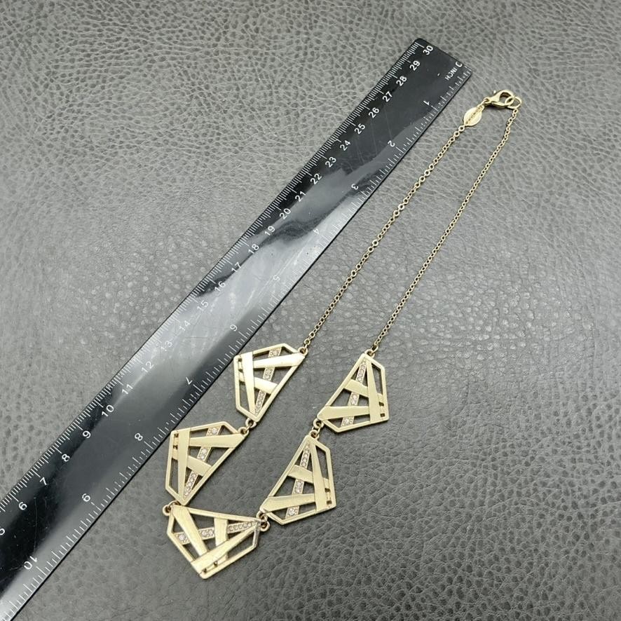 Express Necklace Geometric Statement Gold Tone Rh… - image 3