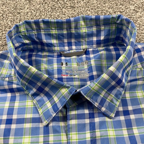 Under Armour Shirt Men XL Blue Plaid Vented Lightweight Outdoors Hiking Fishing - Picture 4 of 15