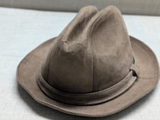 vintage FEDORA suede leather USA made 6-5/8 brown (XS) hat RICHMAN BROTHERS